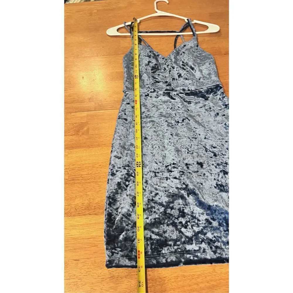 JODI KRISTOPHER BLUE VELOUR SPAGHETTI TOP DRESS JUNIORS SIZE 3